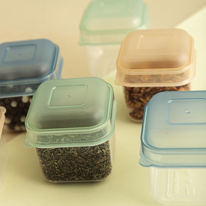 Quid Set de 6 Récipients Carrés en Plastique Modèle Minimal 5x5x6 cm Beige Quid Set de 6 Récipients Carrés en Plastique Modèle Minimal 5x5x6 cm Beige