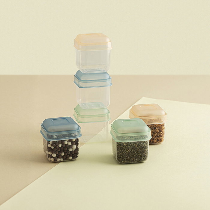 Quid Set de 6 Récipients Carrés en Plastique Modèle Minimal 5x5x6 cm Beige Quid Set de 6 Récipients Carrés en Plastique Modèle Minimal 5x5x6 cm Beige