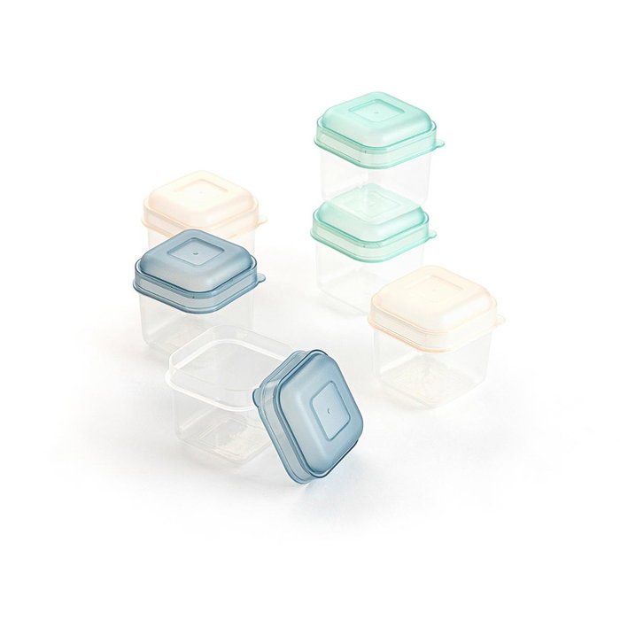 Quid Set de 6 Récipients Carrés en Plastique Modèle Minimal 5x5x6 cm Beige