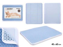 MASCOW Felpudo Tapis de litière double couche Bleu 45 x 60 cm