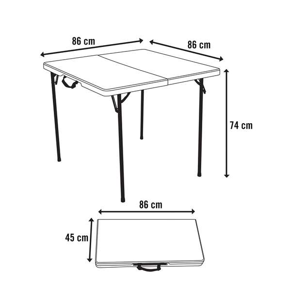 Color Baby Lifetime80273 Table carrée pliante en deux, blanche 86 x 86 x 74 cm, plastique et acier - Modèles assortis