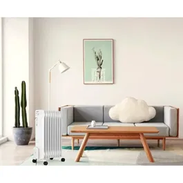 Oceanic Radiateur électrique bain d'huile 2000 Watts - 9 éléments - 3 puissances (800/1200/2000 W) - Mobile avec roulettes - Blanc