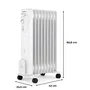 Oceanic Radiateur électrique bain d'huile 2000 Watts - 9 éléments - 3 puissances (800/1200/2000 W) - Mobile avec roulettes - Blanc