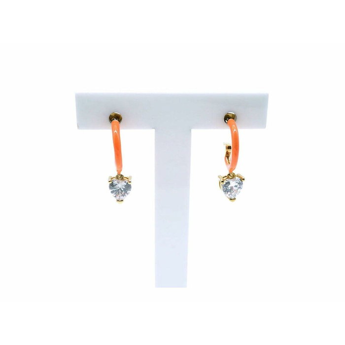 Chiara Ferragni Boucles d'oreilles Love Parade en laiton avec émail et zircone blanche