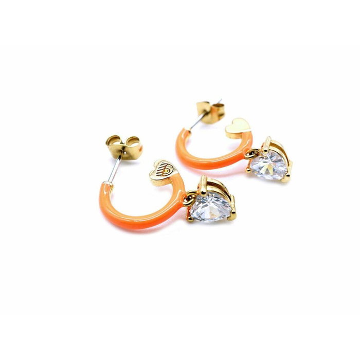 Chiara Ferragni Boucles d'oreilles Love Parade en laiton avec émail et zircone blanche