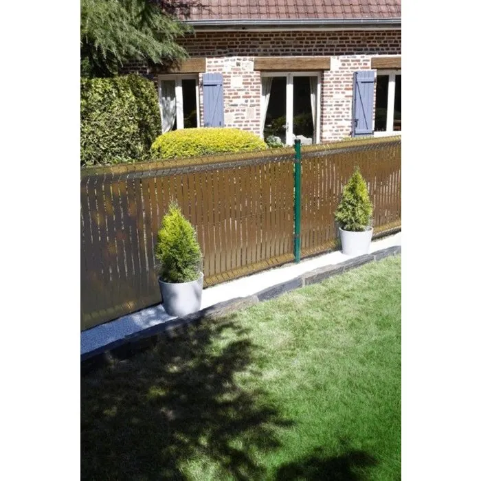 Nature Rouleau Occultant PVC Aspect Bois 50 m x 48 mm - 100 Clips Inclus - Pour Grillages