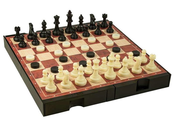 Cayro Jeu de voyage magnétique 3 en 1 : Échecs, Dames, Backgammon - À partir de 3 ans