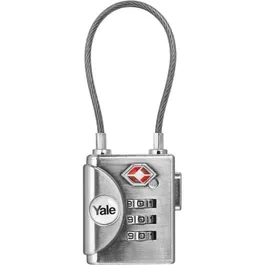 Yale - Cadenas à câble TSA à code à combinaison programmable 3 chiffres - Homologué TSA - Gris - Sécurisez vos bagages en voyage