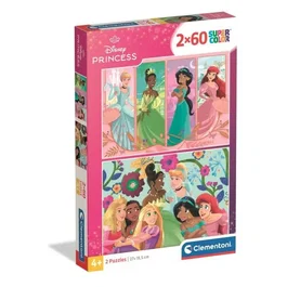 Clementoni Puzzle 2 x 60 Pièces Disney Princess - Jeu d'Assemblage Enfants Dès 3 Ans (27 x 18 cm)