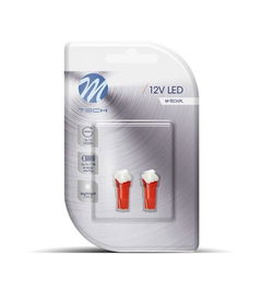 M-Tech Blister 2X Led L053R - T5 1XSmd 5050 Rouge, Tableau de Bord, 12V, 0,24W