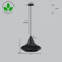 Lampe Suspendue Vita Noir / Noir Fleur / Câble Noir Design Polyvalent Minimaliste Pour Salon, Salle À Manger, Chambre, Restaurant