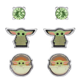 PEERS HARDY Set de 3 Paires de Boucles d'Oreilles Baby Yoda Star Wars Grogu - Pierres et Deux Modèles à Dessein