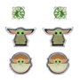 PEERS HARDY Set de 3 Paires de Boucles d'Oreilles Baby Yoda Star Wars Grogu - Pierres et Deux Modèles à Dessein