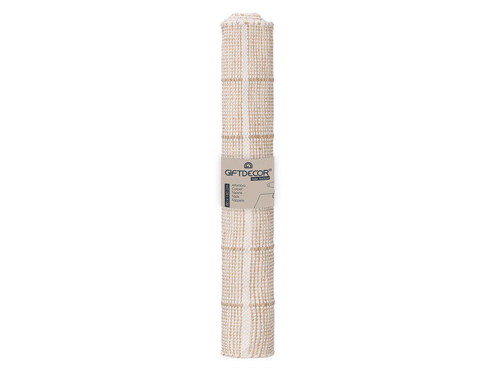 Giftdecor Tapis Artisanal 80x140 cm Motif Quadrillé Beige 65% Polyester 35% Coton (Set de 6)