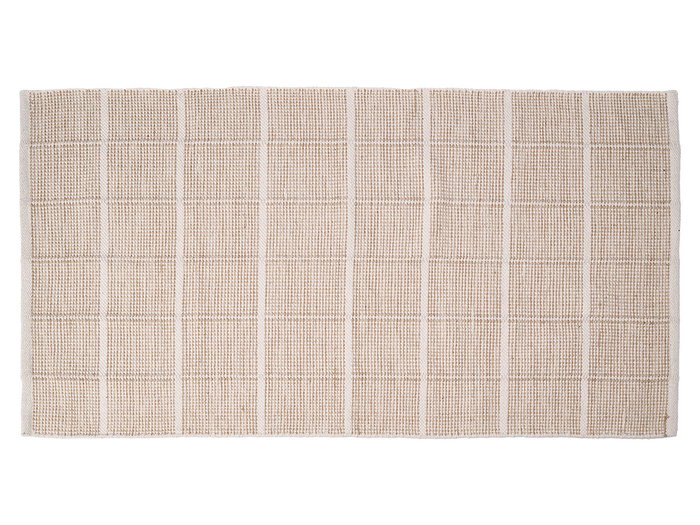 Giftdecor Tapis Artisanal 80x140 cm Motif Quadrillé Beige 65% Polyester 35% Coton (Set de 6)