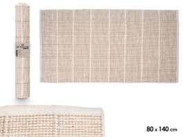 Giftdecor Tapis Artisanal 80x140 cm Motif Quadrillé Beige 65% Polyester 35% Coton (Set de 6)