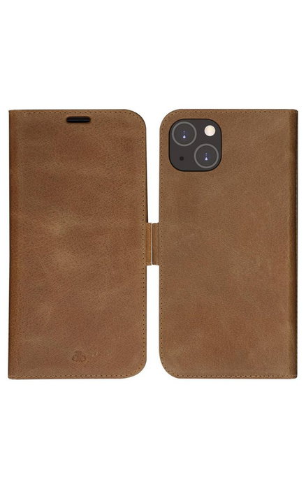 dbramante1928 Lynge Étui Portefeuille pour iPhone 14 Plus en Cuir Pleine Fleur Détachable, Protection Chocs, Chargement Sans Fil, Blocage RFID, Tan