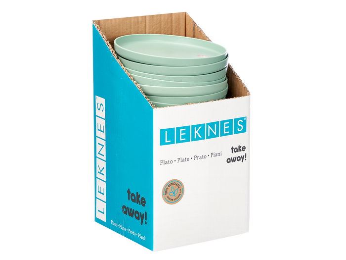 Leknes Assiette Plate 19,5 cm Vert Plastique PP Réutilisable Lavable au Lave-vaisselle (Set de 24)