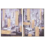 Home ESPRIT Toile Abstrait Moderne Noir et Doré