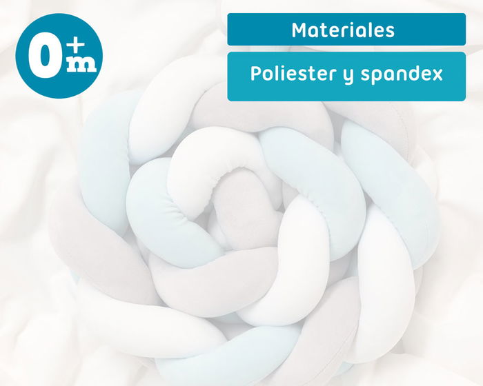 KioKids Protector de lit bébé et crible en tresse pour cribble et lit 1,50 mètres avec garniture bleu et gris, idéal chichonera et sécurité KioKids Protector de lit bébé et crible en tresse pour cribble et lit 1,50 mètres avec garniture bleu et gris, idéal chichonera et sécurité