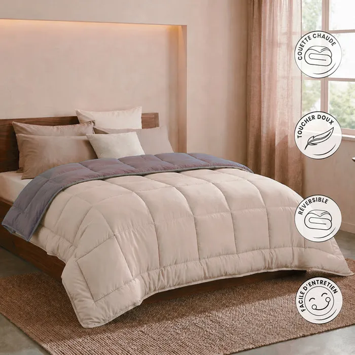 POYET MOTTE HUDSON - Couette d'été légère en microfibre - 200 g/m² - Couleur taupe et lin - Dimensions 140 x 200 cm POYET MOTTE HUDSON - Couette d'été légère en microfibre - 200 g/m² - Couleur taupe et lin - Dimensions 140 x 200 cm