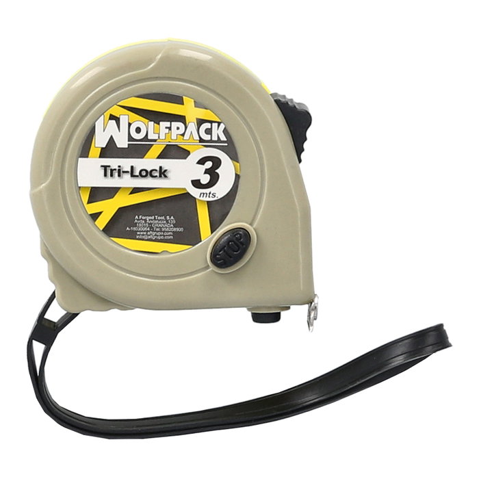 WOLFPACK LINEA PROFESIONAL Mètre déroulant jaune 3 mètres avec blocage WOLFPACK LINEA PROFESIONAL Mètre déroulant jaune 3 mètres avec blocage