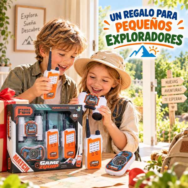 JugaToys Walkie Talkie 100 mètres avec jumelles et boussole JugaToys Walkie Talkie 100 mètres avec jumelles et boussole