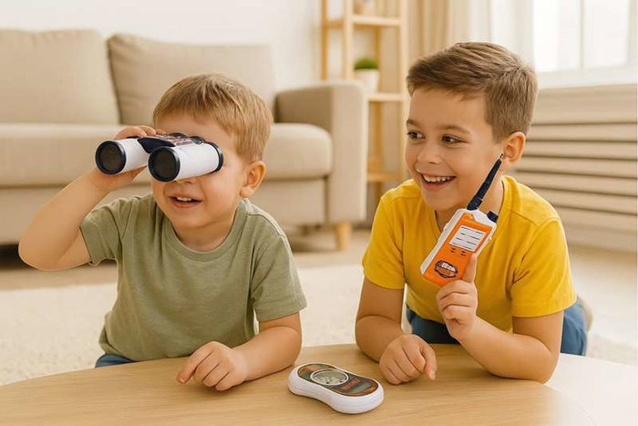 JugaToys Walkie Talkie 100 mètres avec jumelles et boussole JugaToys Walkie Talkie 100 mètres avec jumelles et boussole