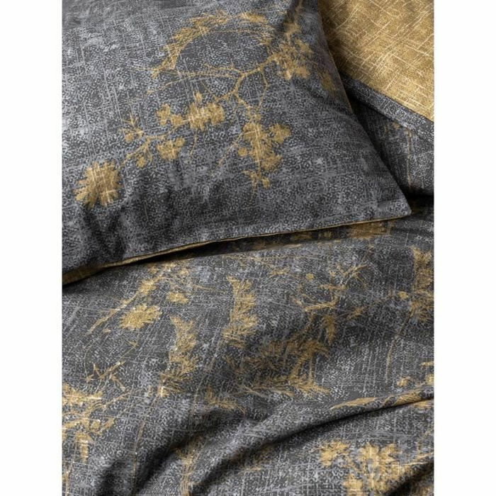 Parure de lit en coton renforcé Moutarde - 1 housse de couette 220 x 240 cm + 2 taies d'oreiller 60 x 60 cm