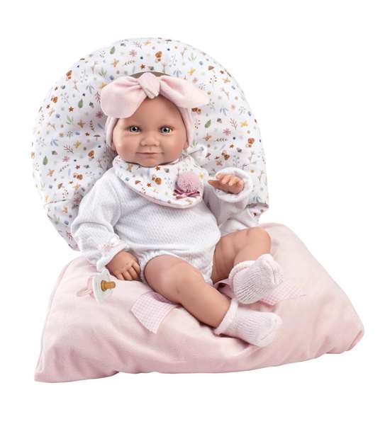 Llorens - Poupée Tina Nouveau-né en vinyle avec sac rose - 40 cm - Produit en langue espagnole