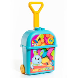Molto Carrito maleta trolley bleu avec 20 blocs