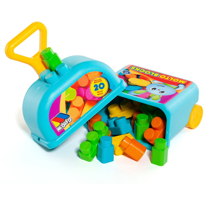 Molto Carrito maleta trolley bleu avec 20 blocs