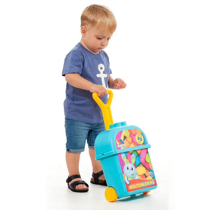 Molto Carrito maleta trolley bleu avec 20 blocs
