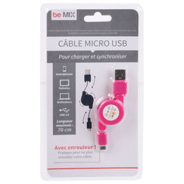 Be Mix Câble Rétractable USB 70 cm