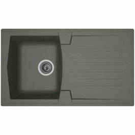 Stradour Evier Arena 1 bac + 1 égouttoir réversible - Résine - Gris béton - 86 x 50 cm