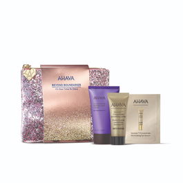 Ahava - Kit Soin Visage et Mains "It's Your Time to Shine" : Osmoter Smoothing Lotion 15 ml + Sérum Illuminant Yeux 2 ml + Crème Mains Eau de la Mer Morte 40 ml + Pochette