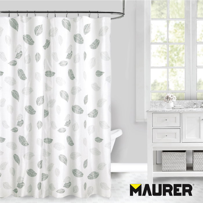MAURER Rideau de douche en tissu à imprimé feuilles 180 x 200 cm