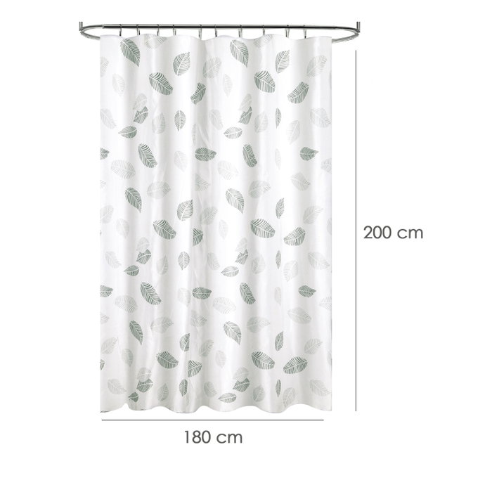 MAURER Rideau de douche en tissu à imprimé feuilles 180 x 200 cm