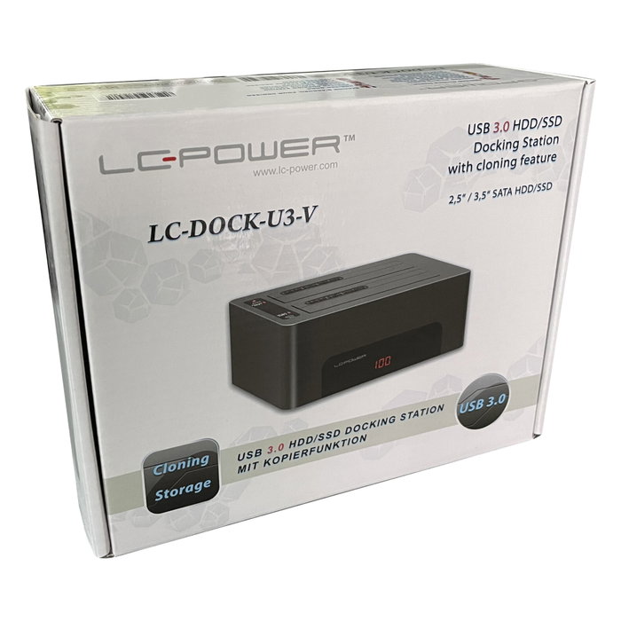 LC-Power LC-DOCK-U3-V Station d'accueil HDD/SSD avec fonction de clonage LC-Power LC-DOCK-U3-V Station d'accueil HDD/SSD avec fonction de clonage
