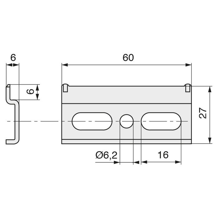 HERRAJES ALK Plaque de suspension meuble cuisine H27 L60 Galvanisé