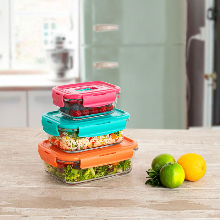 Boîte à lunch hermétique Luminarc Pure Box Holy Bicolore verre 1,22 L (6 Unités)