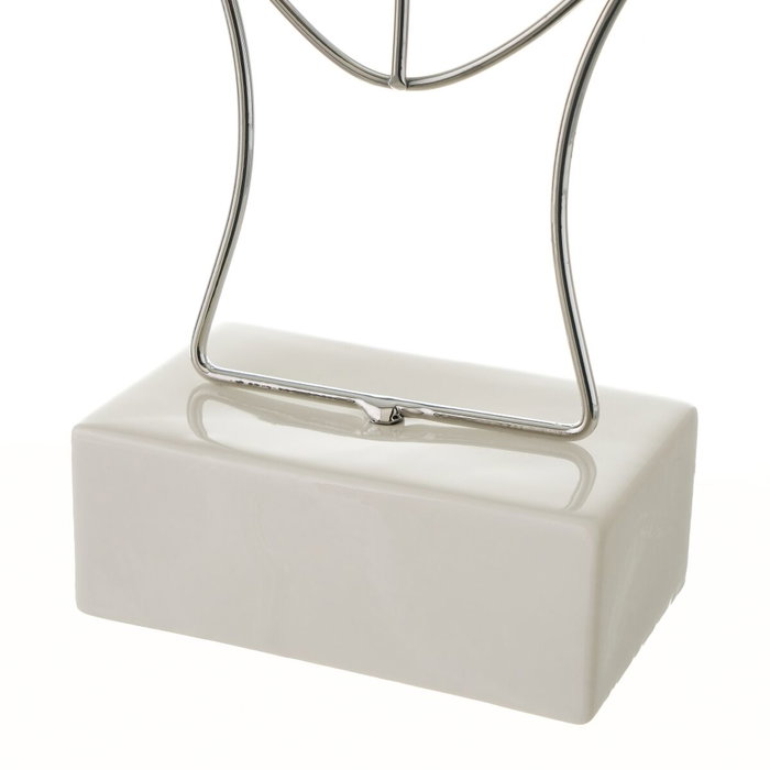 BigBuy Home Figurine Décorative Blanc Argenté Céramique Fer BigBuy Home Figurine Décorative Blanc Argenté Céramique Fer