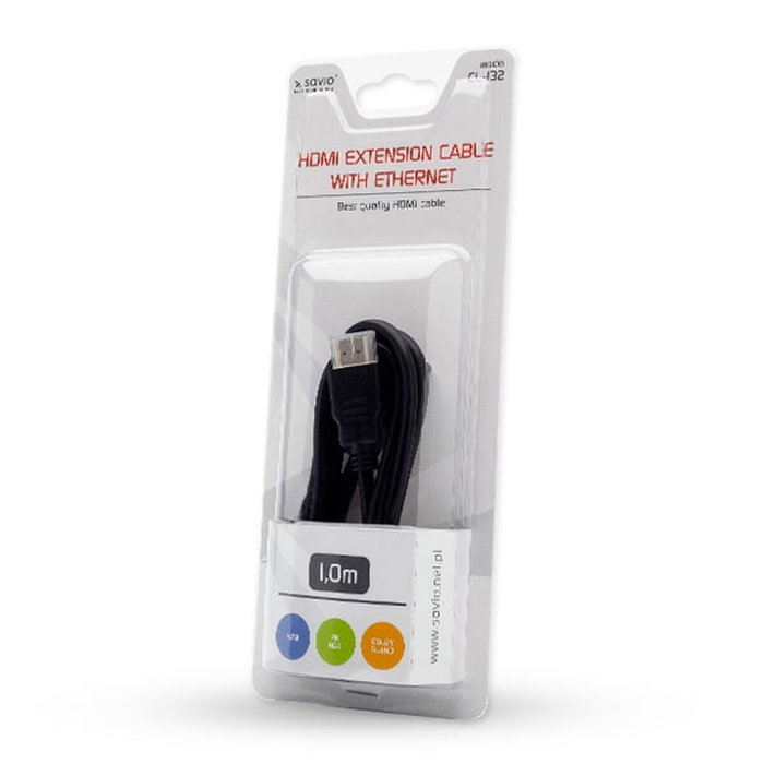 SAVIO Câble HDMI 1.4 High Speed + Ethernet 1m CL-132 SAVIO Câble HDMI 1.4 High Speed + Ethernet 1m CL-132