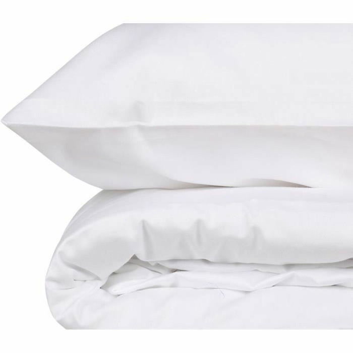BigBuy Home Parure de couette Satiné Blanc 220 x 240 cm avec 2 taies d'oreiller 60 x 60 cm BigBuy Home Parure de couette Satiné Blanc 220 x 240 cm avec 2 taies d'oreiller 60 x 60 cm