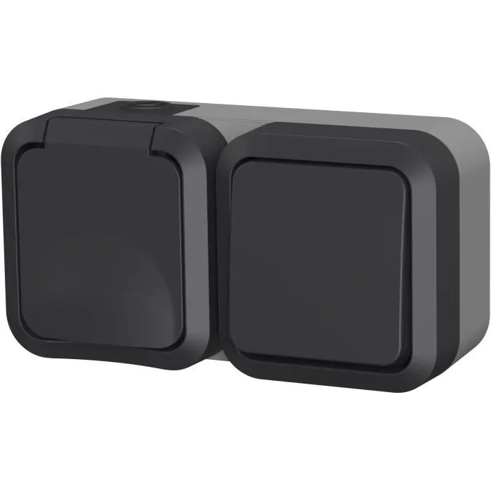 Quarx Aqua Pro Interrupteur et prise extérieure IP55 250V 16A, interrupteur prise étanche pour jardin terrasse, connexion rapide, conforme NF Quarx Aqua Pro Interrupteur et prise extérieure IP55 250V 16A, interrupteur prise étanche pour jardin terrasse, connexion rapide, conforme NF