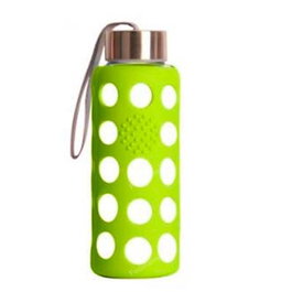 IRISANA Bouteille réutilisable en verre borosilicaté 300 ml silicone vert