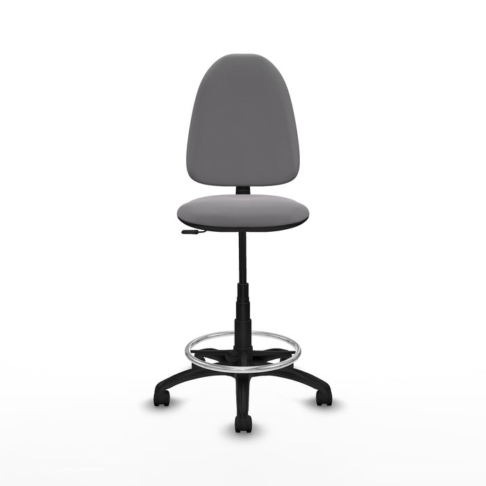 Tabouret Aýna taburete Contact permament de base Cuir écologique Gris Structure polyamide noire Sans accoudoirs Sans appui-tête Roulettes en nylon 50 mm