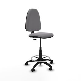 Tabouret Aýna taburete Contact permament de base Cuir écologique Gris Structure polyamide noire Sans accoudoirs Sans appui-tête Roulettes en nylon 50 mm
