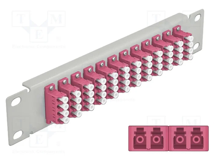 DELOCK Panneau de brassage à fibre optique LC Quad gris 1U rack 10 pouces DELOCK Panneau de brassage à fibre optique LC Quad gris 1U rack 10 pouces
