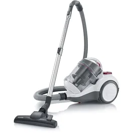 Severin CY7088 - Aspirateur traîneau sans sac cyclonique - 750 W - Filtre HEPA 13 - Capacité 2,1 L - Puissance ajustable - Blanc/Rouge